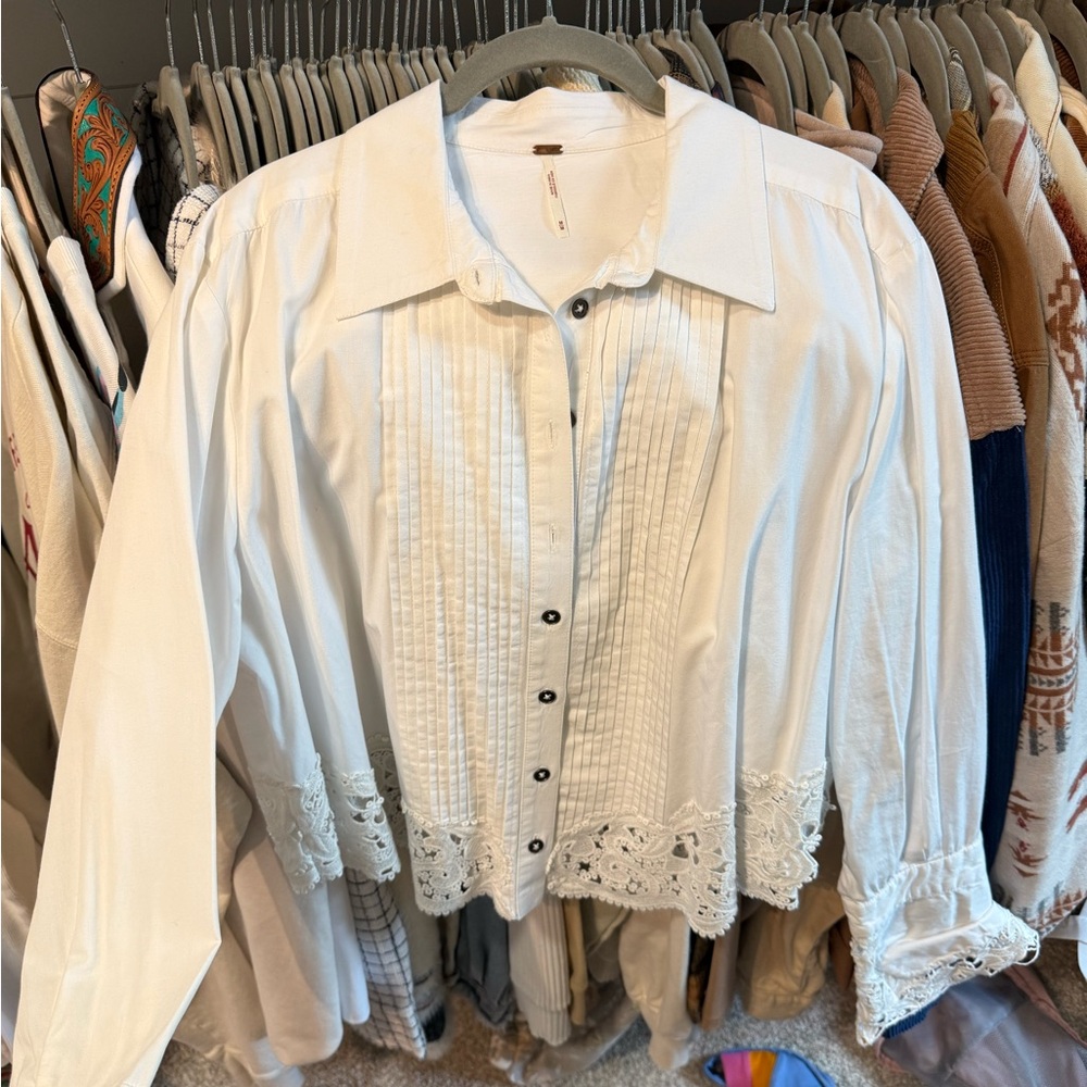 Free People White Button-Up